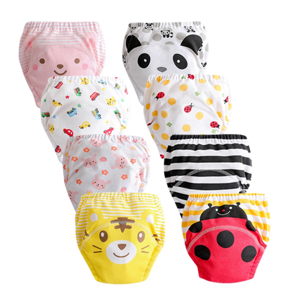 8pcs/6pcs Washable Baby Potty Training Pants Reusable Toilet Trainer Panty Reusable Cloth Diaper