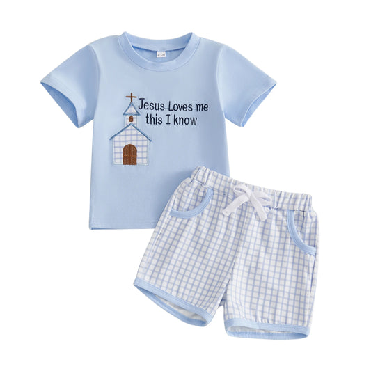 Boys Shorts Sets Short Sleeve Plaid Shorts