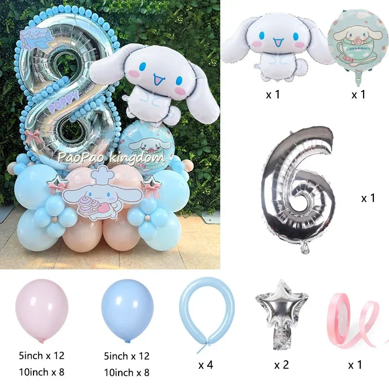 1 Set Cinnamoroll Foil Balloons for Birthday Party Decorations Baby Shower  Kids  Birthday Gift Macaron Latex Balloons Set