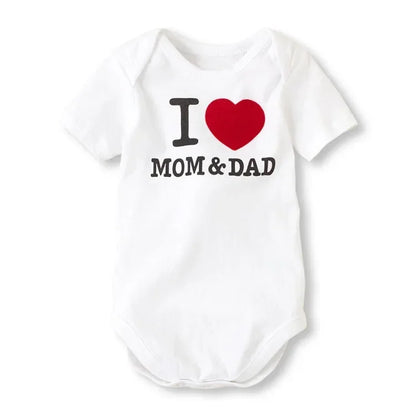 Pure Cotton I Love Mom Newborn Rompers  I Love Dad Baby Romper Twins Matching Bodysuit Summer for 0-24 Months Baby Clothes