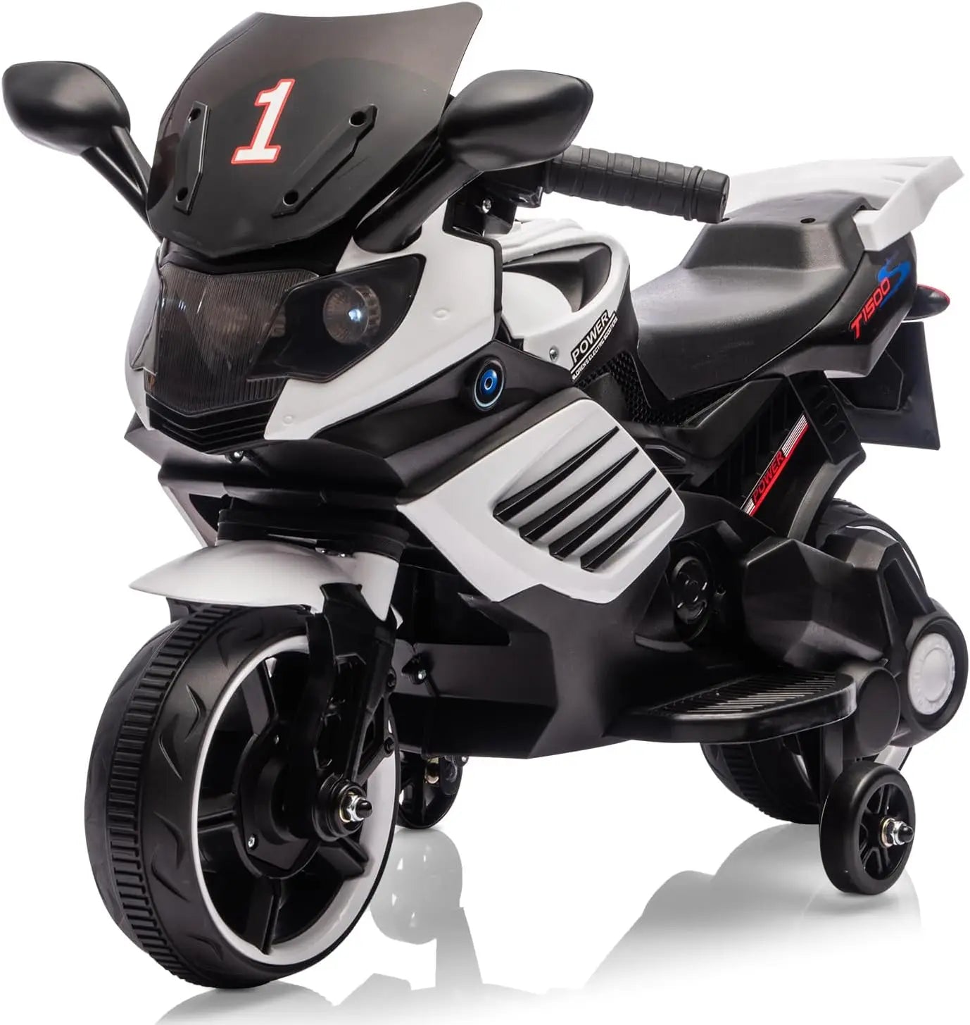 Kids Ride On Motorcycle, 6V Electric Motorcycle, w/Horn, Headlight, Music, Training Wheels, Ride On Toys for Kids Boys Girls