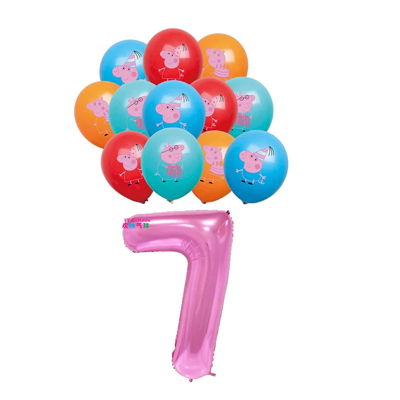 Peppa Pig Birthday Party Decorations Balloons Plate Cup Banner Tableware Set for Baby Shower George Page Party Favors Kids Gifts