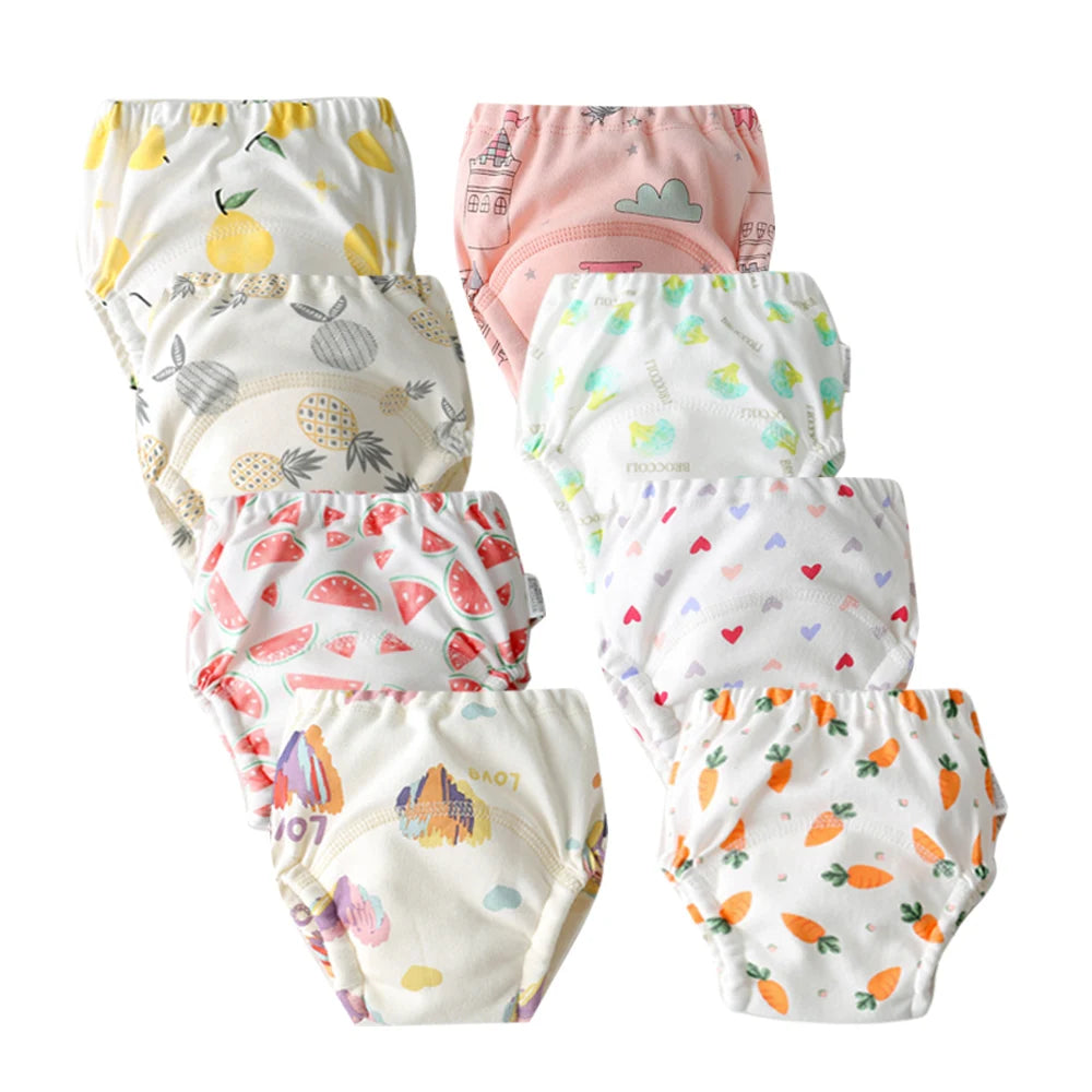 8pcs/6pcs Washable Baby Potty Training Pants Reusable Toilet Trainer Panty Reusable Cloth Diaper