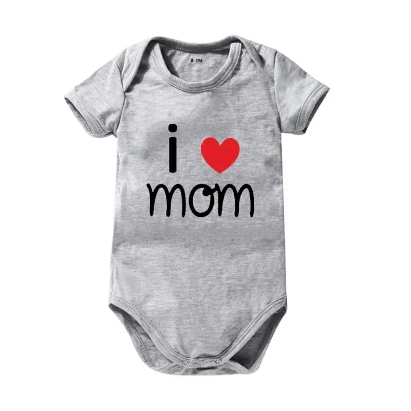 Pure Cotton I Love Mom Newborn Rompers  I Love Dad Baby Romper Twins Matching Bodysuit Summer for 0-24 Months Baby Clothes