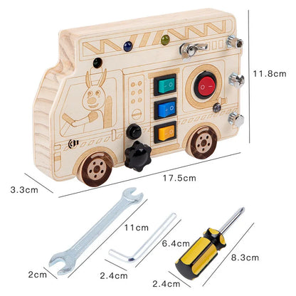 Montessori Busy Board Children Toys Led Light Switch Simulate Car Steering Wheel Travel Activities Sensory Game Educational Toys