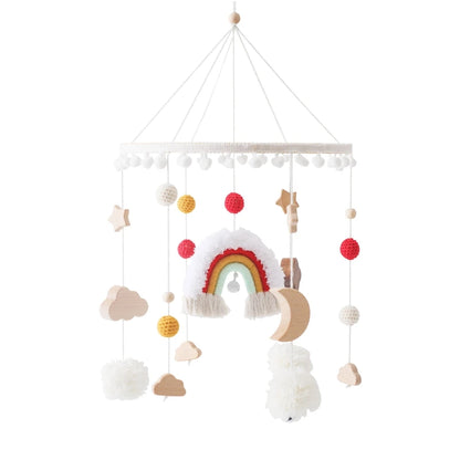 Baby Wooden Crib Mobile Bed Bell Hanging Rattle Toy Newborn Music Box Bed Bell Hanging Toys Holder Bracket Infant Crib Baby Gift