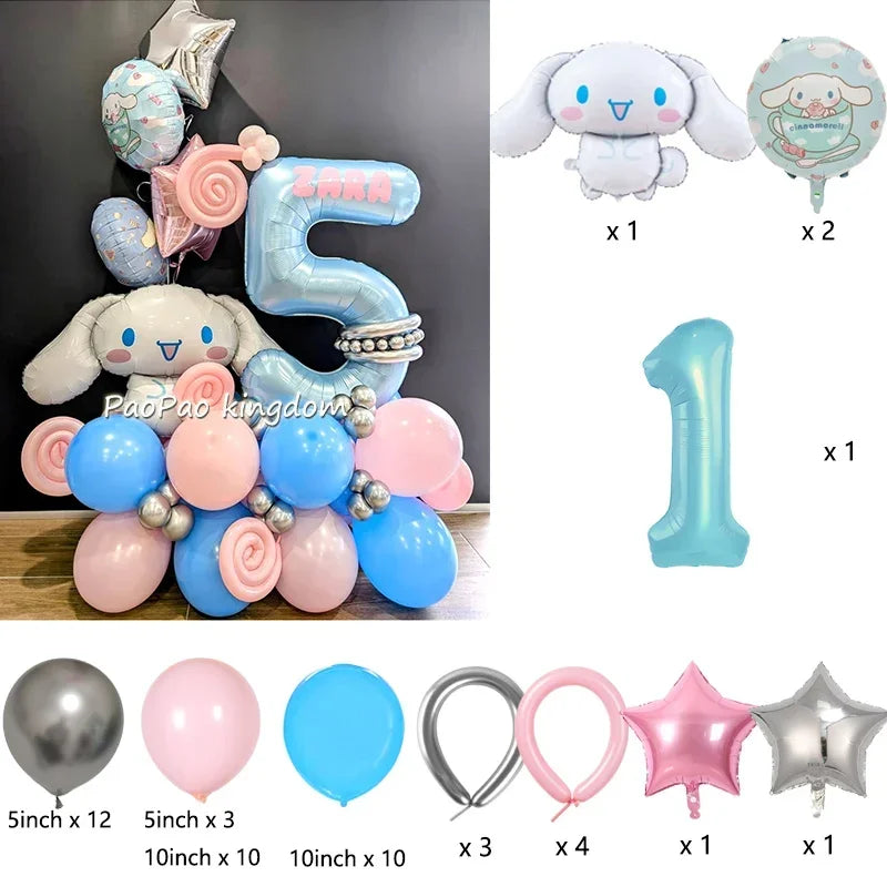 1 Set Cinnamoroll Foil Balloons for Birthday Party Decorations Baby Shower  Kids  Birthday Gift Macaron Latex Balloons Set