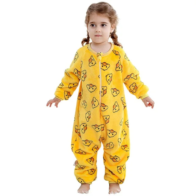 MICHLEY Duck Cartoon Flannel Sleeping Sack Winter Clothes Toddler Girls Boys 1-7T