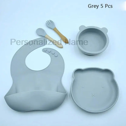 Baby Weaning Set Kit Bibs Baby Includes Bib Bowl Spoon and Fork Feeding Tableware