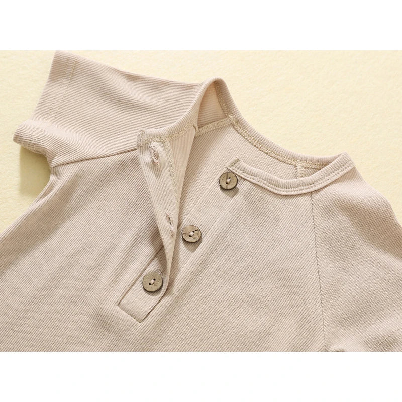 Infant Baby Romper, Lightweight Ribbed Knit Short Sleeve Jumpsuit Pajamas for Boys and Girls