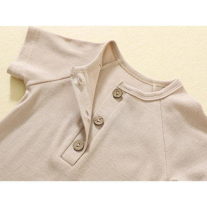 Infant Baby Romper, Lightweight Ribbed Knit Short Sleeve Jumpsuit Pajamas for Boys and Girls
