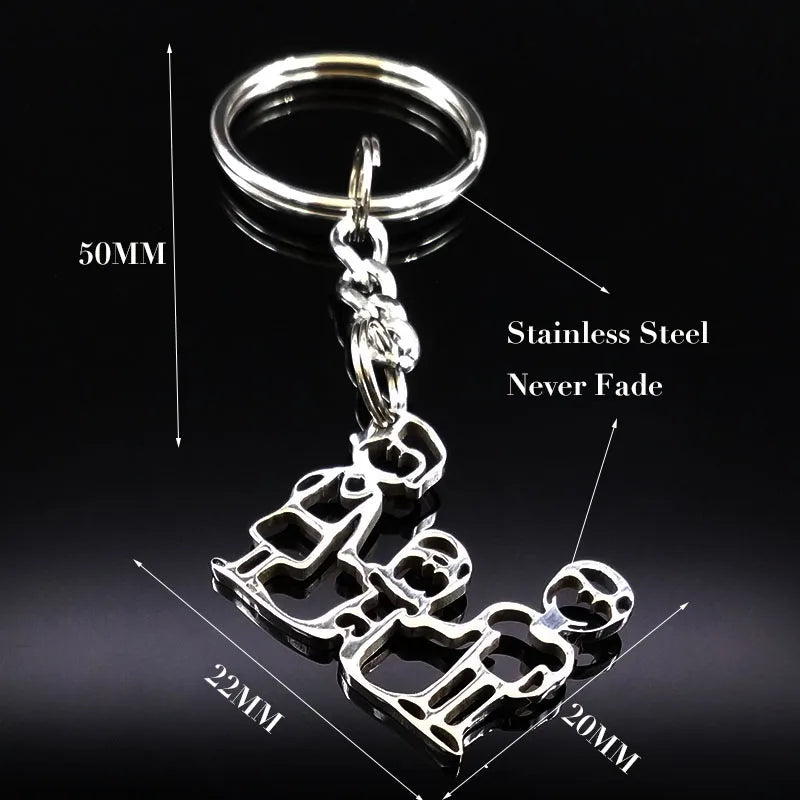 Family Boy Girl Mom Dad Gift Stainless Steel Key Ring Jewelry Silver Color Keychain Christmas Gifts