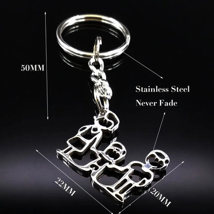 Family Boy Girl Mom Dad Gift Stainless Steel Key Ring Jewelry Silver Color Keychain Christmas Gifts