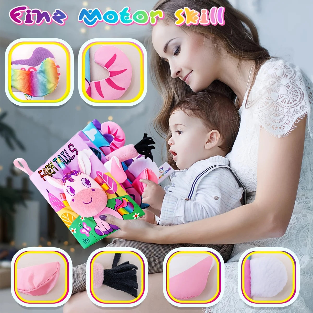 Unicorn Tail Cloth Book, Enlightenment Cloth Book, Early Education Touch Cognitive Toy, Interactive Children's Books, Children's