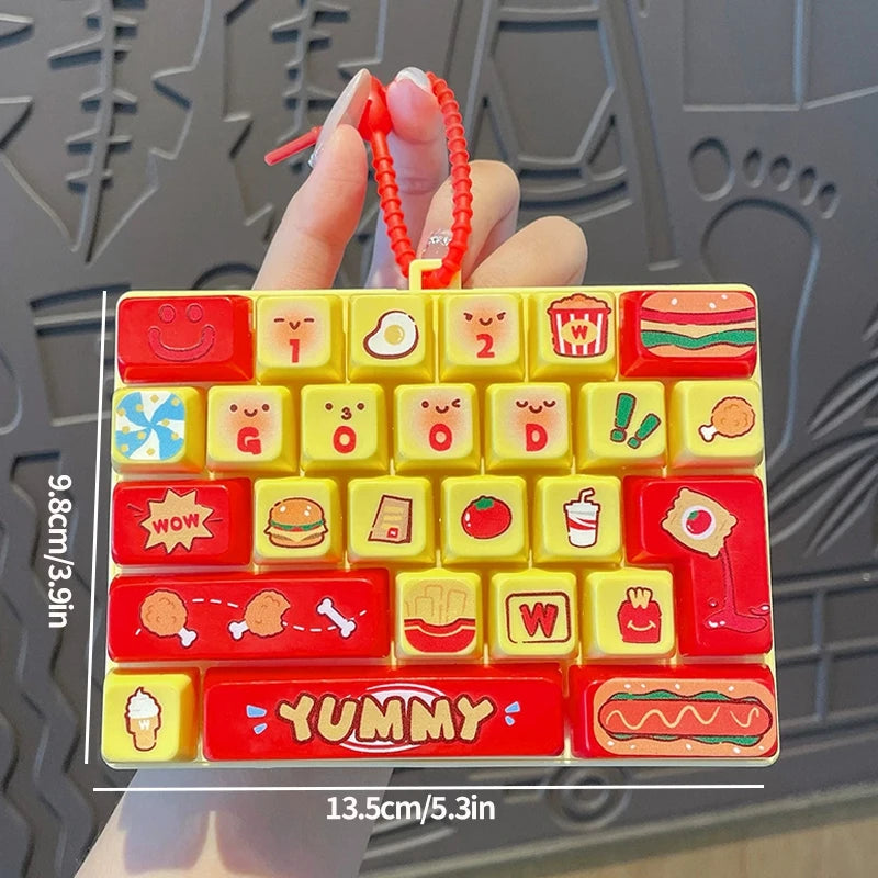 26-keycap Keyboard Keychain Button Clicker Decompression Toy Cartoon Anti Stress Keyboard Keychains Pendant Fidget Toys Gifts