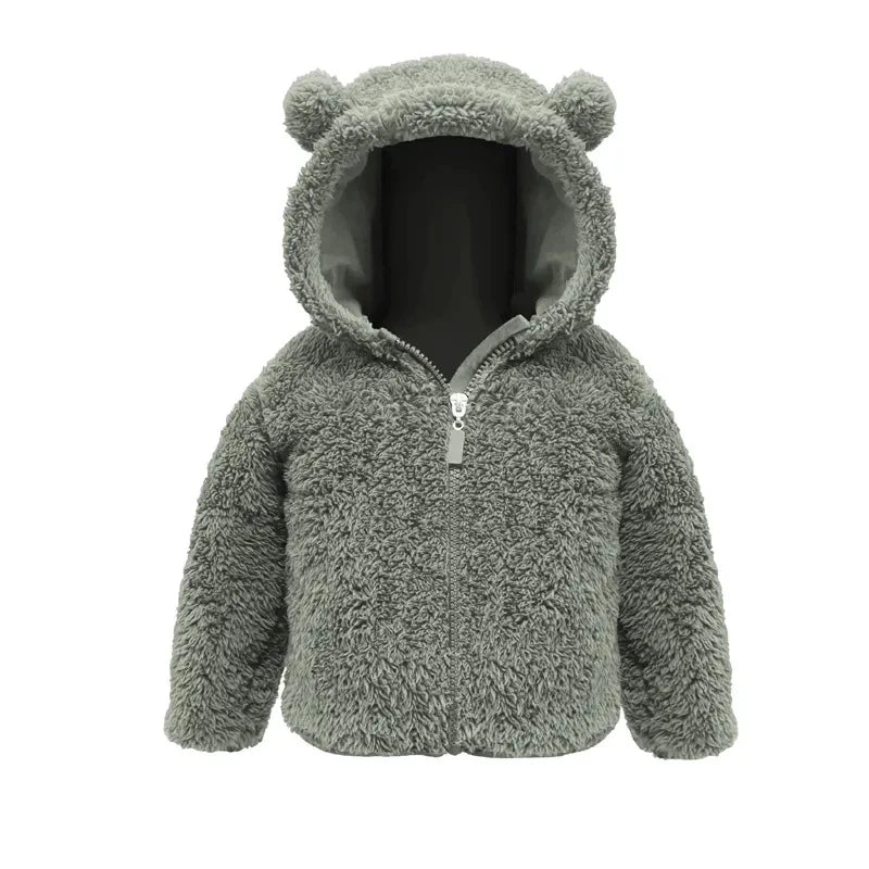 Winter Fleece Coats for Kids Baby Boys & girls Warm Jacket Bear Hoods Infant Toddler Outerwear Hooded Clothes Velvety