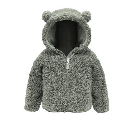 Winter Fleece Coats for Kids Baby Boys & girls Warm Jacket Bear Hoods Infant Toddler Outerwear Hooded Clothes Velvety