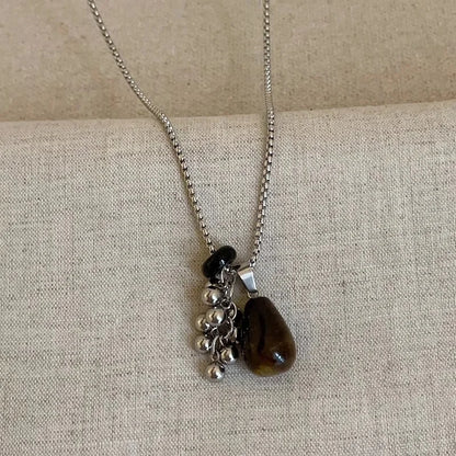 Irregular Tiger Eye Stone Pendant Necklace for Women, Fashion Long Chain Gift for Party, Aesthetic Jewelry Accessories