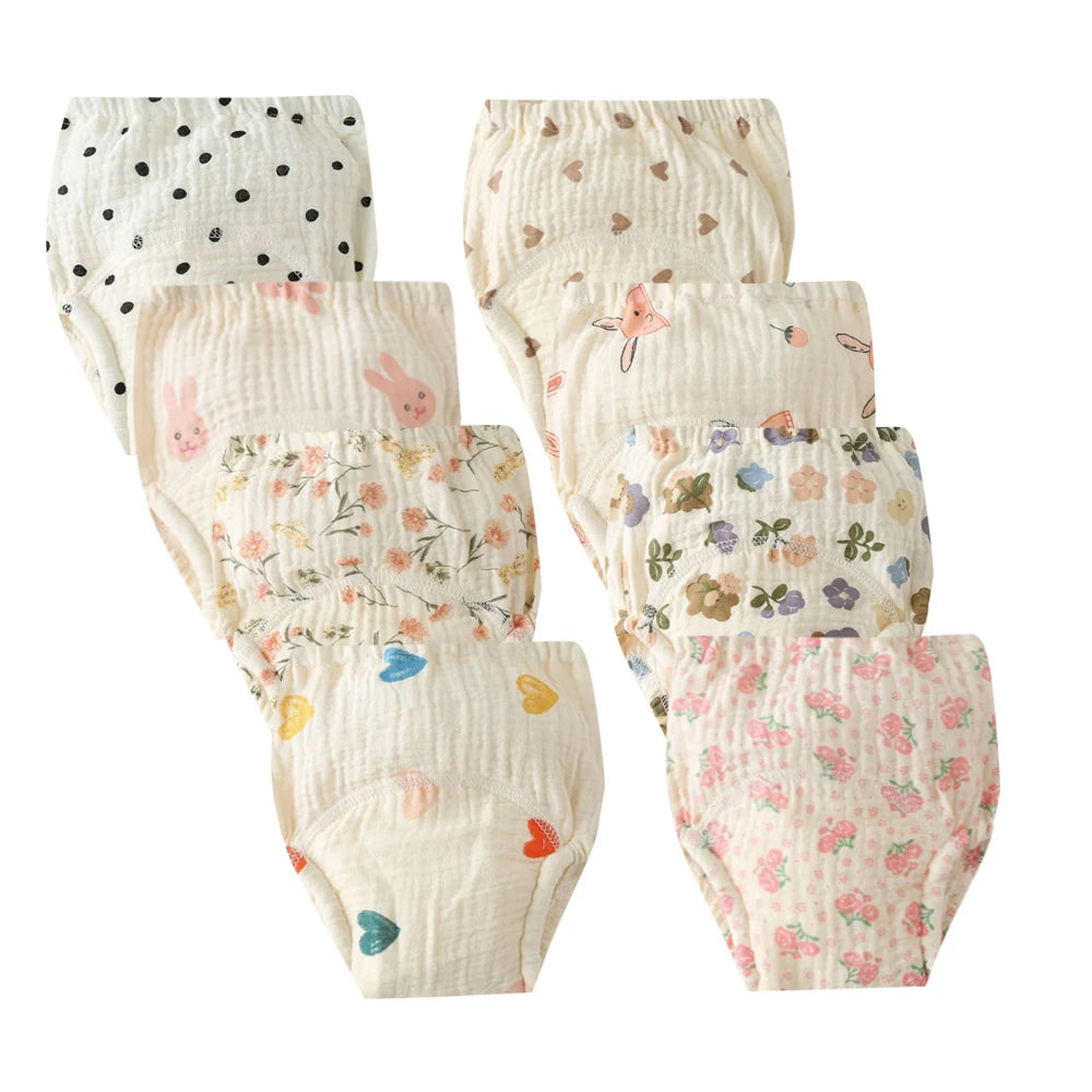 8pcs/6pcs Washable Baby Potty Training Pants Reusable Toilet Trainer Panty Reusable Cloth Diaper