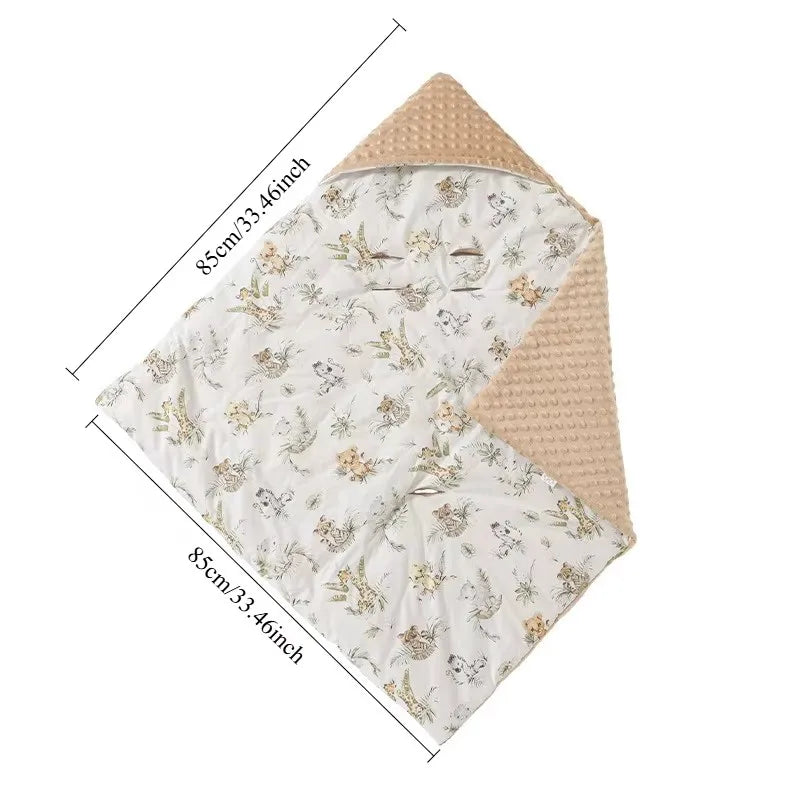 Baby Safety Seat Basket Blanket for Newborn Doudou Fleece Quilt Swaddle Wrap Windproof Hooded Swaddling Blankets Stroller Cover
