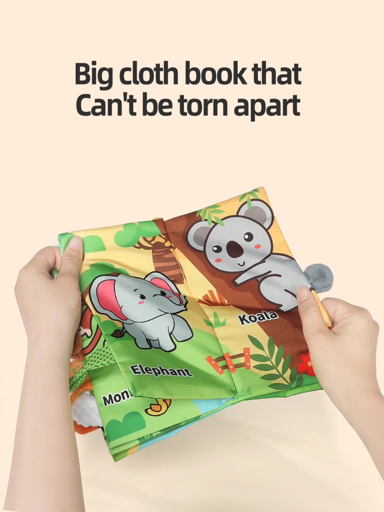 Baby Animal Party Cloth Book 6-Page Tear-Resistant Sensory Parent-Child Interactive Early Education Toy