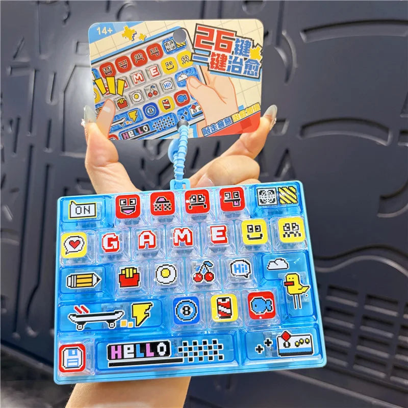 Hot Anime 26-Key Keyboard Keychain Stress Relief Fidget Toy Keyboard Button Finger Clicker Backpack Charms Christmas Gift