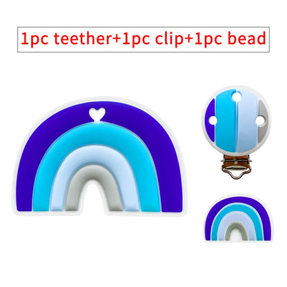 3pcs/set Silicone Cartoon Animal Figure Teether Beads and Clips Baby Teether Pacifier Chain Accessories Teething Jewelry Toys