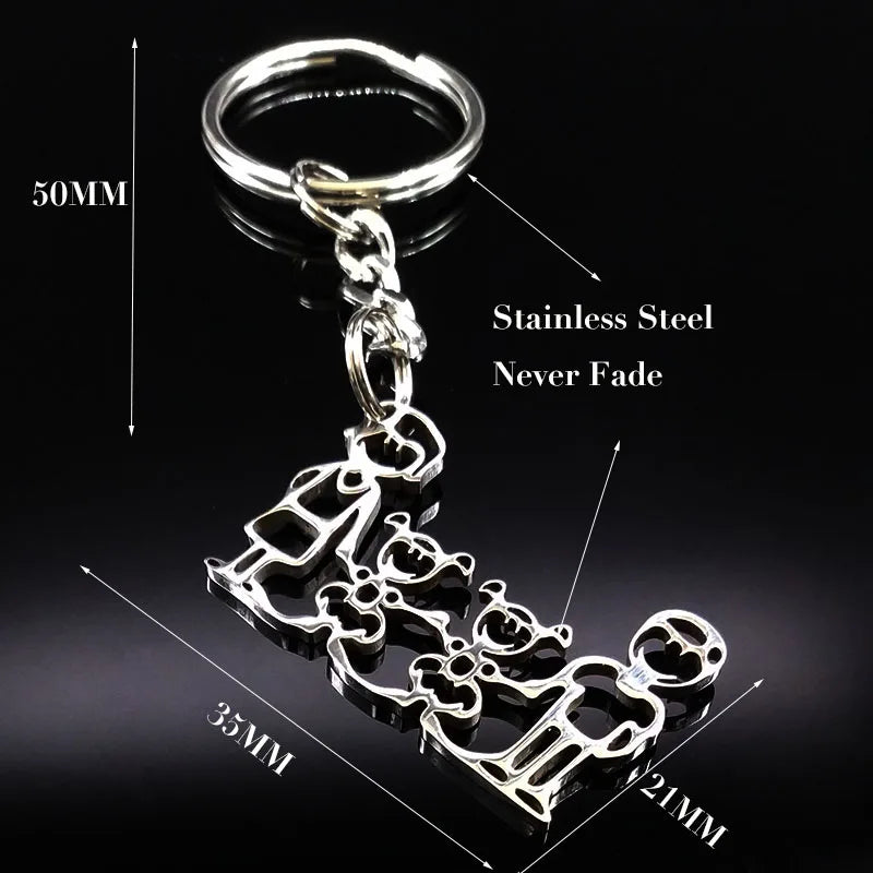 Family Boy Girl Mom Dad Gift Stainless Steel Key Ring Jewelry Silver Color Keychain Christmas Gifts