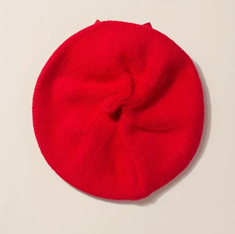 1-3Y Baby girl Bow Beret | Painter Hat, Cute Baby Hat, Suitable for Travel and Outing Lightweight Polyester Knit Fabric, Mixed Color