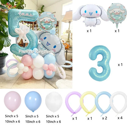 1 Set Cinnamoroll Foil Balloons for Birthday Party Decorations Baby Shower  Kids  Birthday Gift Macaron Latex Balloons Set