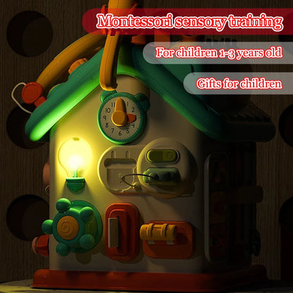 Baby Busy House Sensorial Montessori Toys 3D Busy Board Music Light Switch Fine Motor Training Games Educational Toys For Kids
