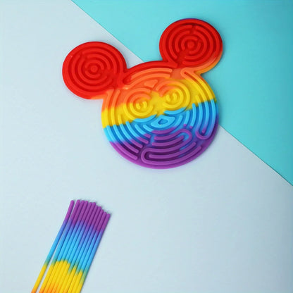1pc Sensory Activity Board + 11pcs Silicone Strips Multifunctional Sensory Activity Board - Silicone Ventilated Toy For Social-E
