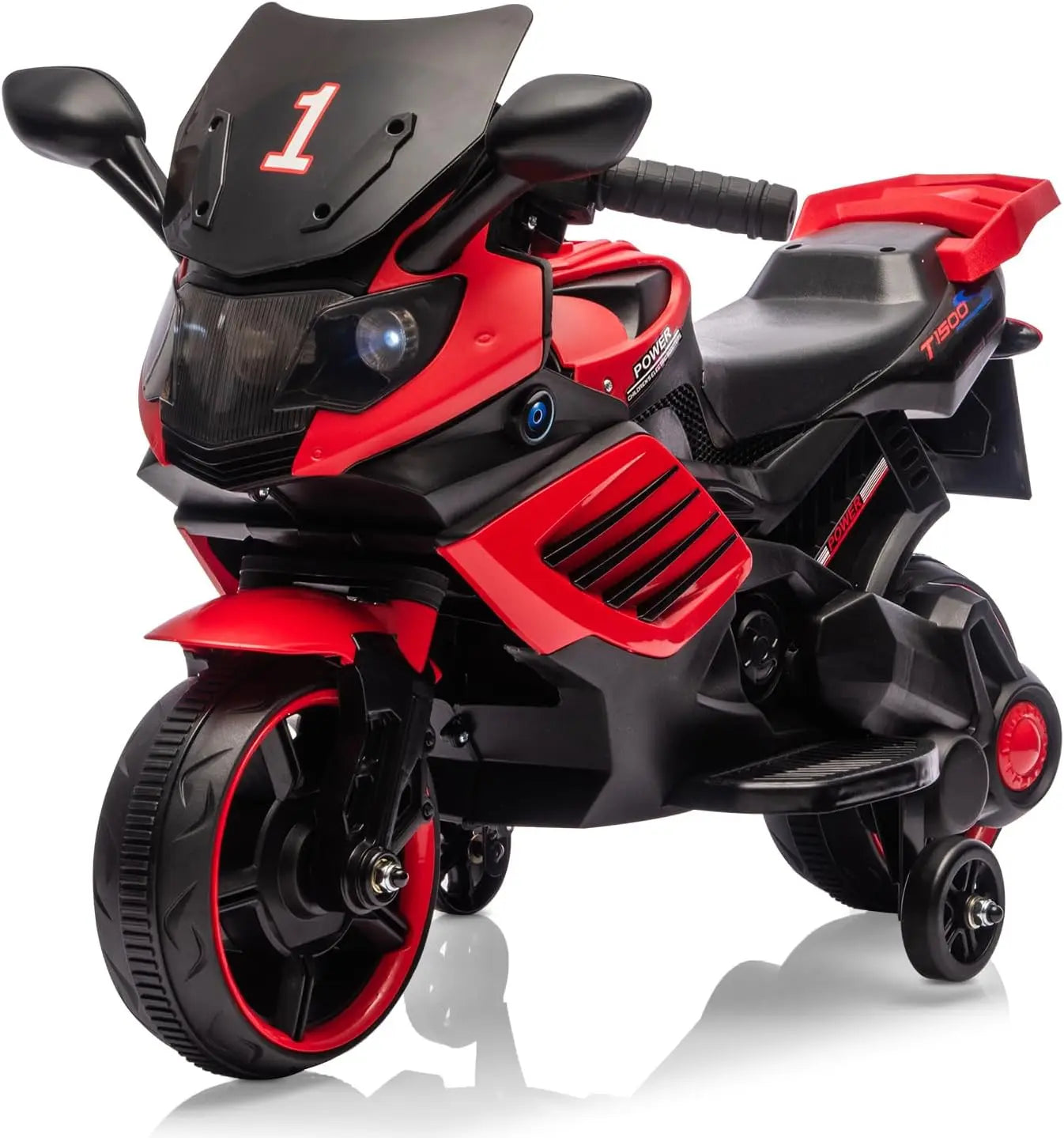 Kids Ride On Motorcycle, 6V Electric Motorcycle, w/Horn, Headlight, Music, Training Wheels, Ride On Toys for Kids Boys Girls
