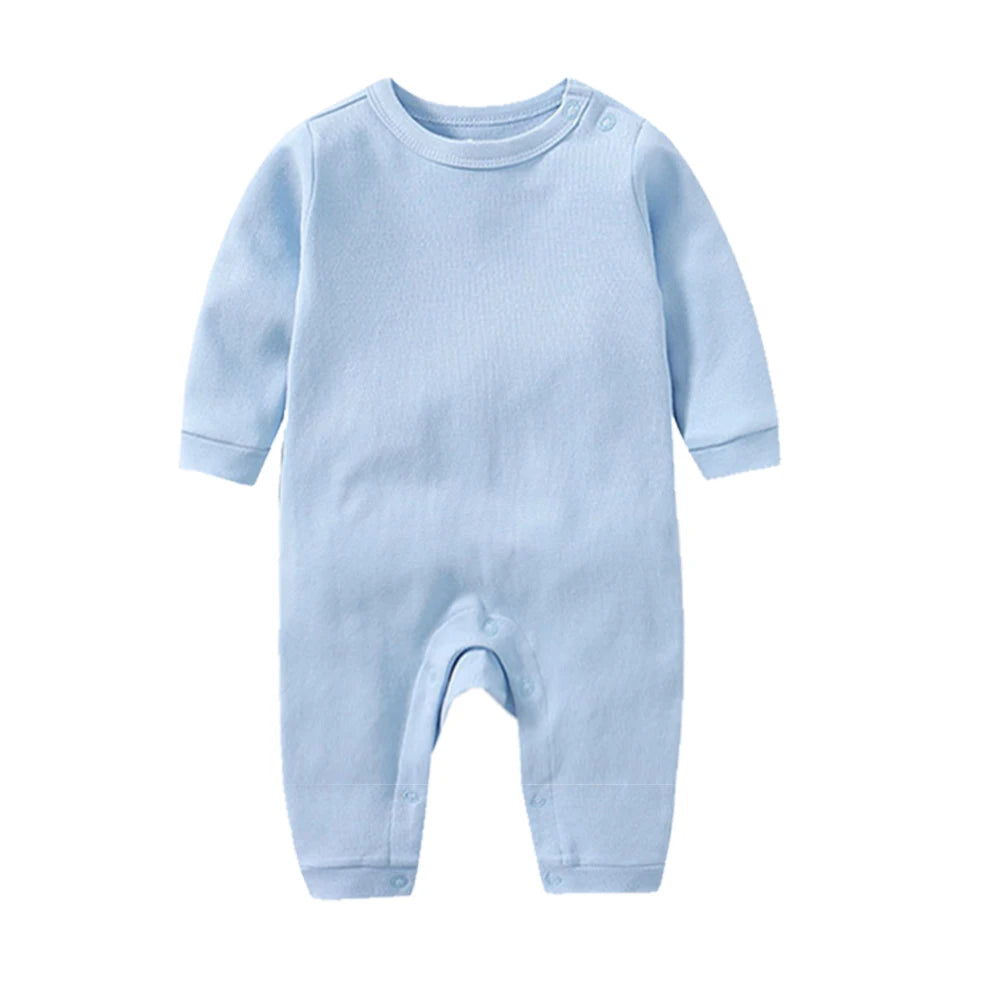 100% Cotton Baby Romper, Solid Color One-Piece Sleepsuit for Newborn Boys and Girls, Spring & Autumn Wear