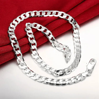 925 Sterling Silver Classic men 6MM 8MM Chain Bracelets necklace Jewelry set for woman Charm Fine Fashion wedding gifts