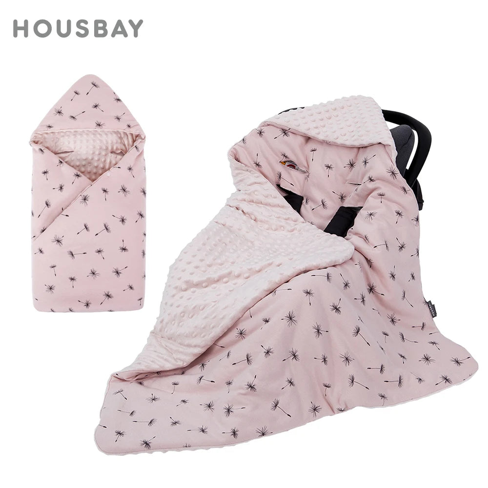 Newborn Baby Blanket With Hooded Windproof Go Outside Warm Portable Swaddle Wrap In Basket Baby Car Safety Seats For 0-3 Months