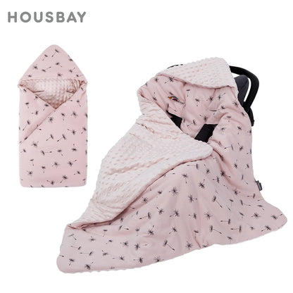 Newborn Baby Blanket With Hooded Windproof Go Outside Warm Portable Swaddle Wrap In Basket Baby Car Safety Seats For 0-3 Months