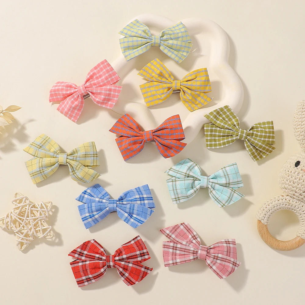 20pcs Random color Baby Hairpin for Girls Print Ribbon Barrette Kids Little Hair Clip Pinches Girls Cotton Bow Hair Accessories