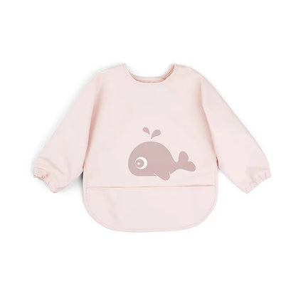 Baby Infant Eating Clothes PU Kids Smock Bib Long Sleeve Waterproof Food Pocket Easy to Clean
