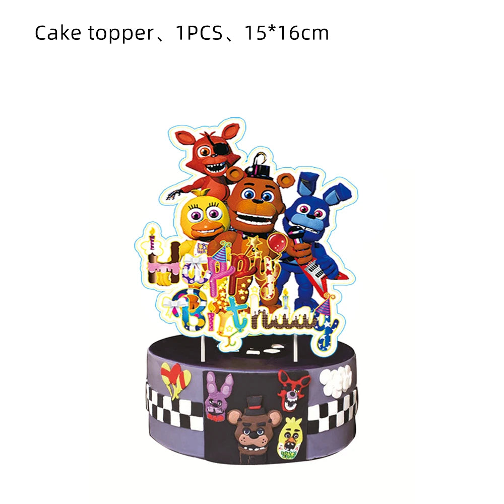 FNAF Five Nights Freddyed Birthday Party Decorations Balloons Plate Banner Tableware Set for Baby Shower Party Favors Kids Gifts