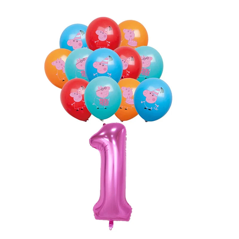 Peppa Pig Birthday Party Decorations Balloons Plate Cup Banner Tableware Set for Baby Shower George Page Party Favors Kids Gifts