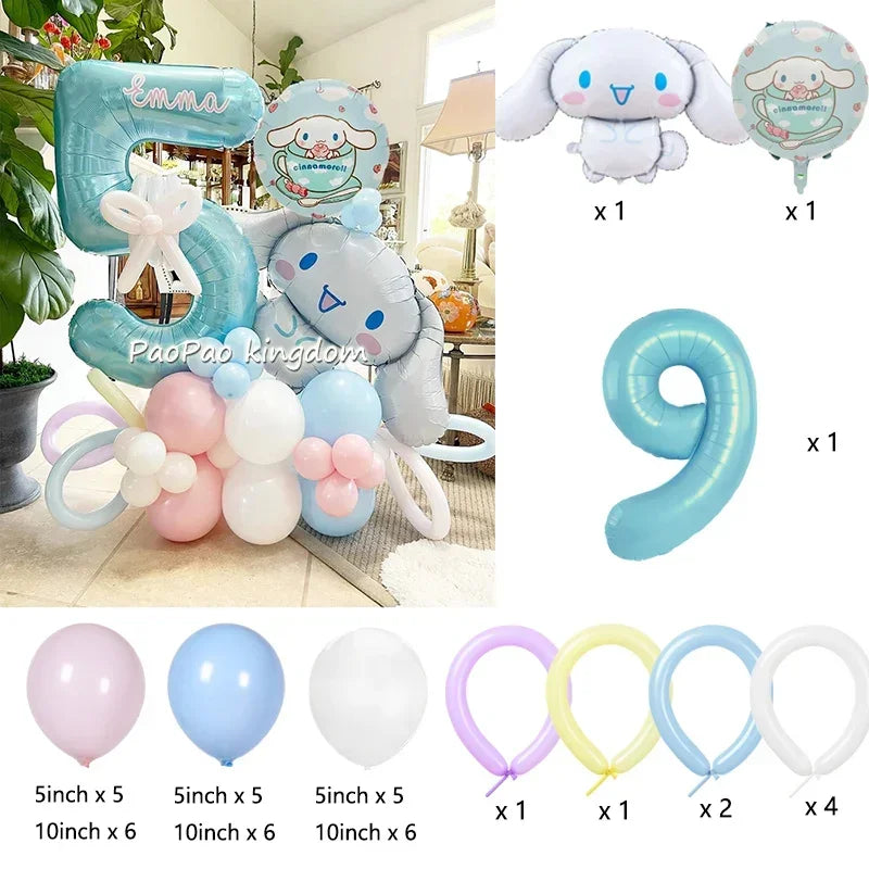 1 Set Cinnamoroll Foil Balloons for Birthday Party Decorations Baby Shower  Kids  Birthday Gift Macaron Latex Balloons Set