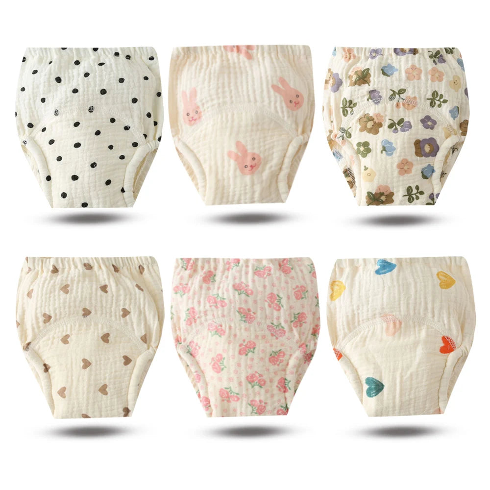 8pcs/6pcs Washable Baby Potty Training Pants Reusable Toilet Trainer Panty Reusable Cloth Diaper