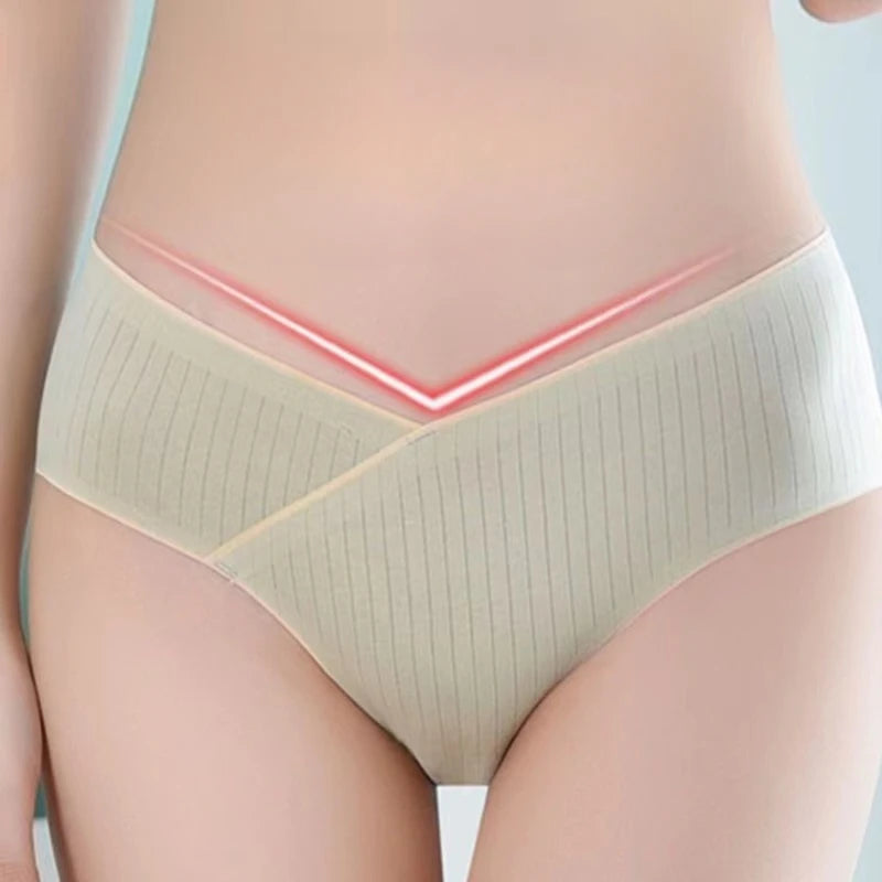 Stripe Cotton Low Waist Belly Maternity Panties Plus Size Seamless Pregnant Women