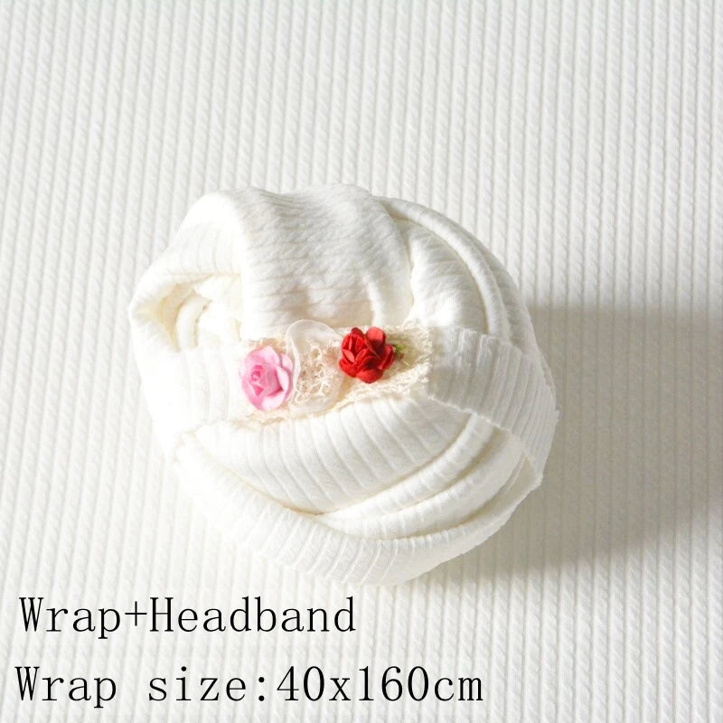 Stretchy Newborn Wrap Photography Jersey Baby Swaddle Wrap Headband Set Posing Pillow Newborn Photography Backdrops Accessories