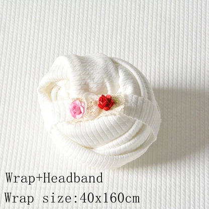 Stretchy Newborn Wrap Photography Jersey Baby Swaddle Wrap Headband Set Posing Pillow Newborn Photography Backdrops Accessories