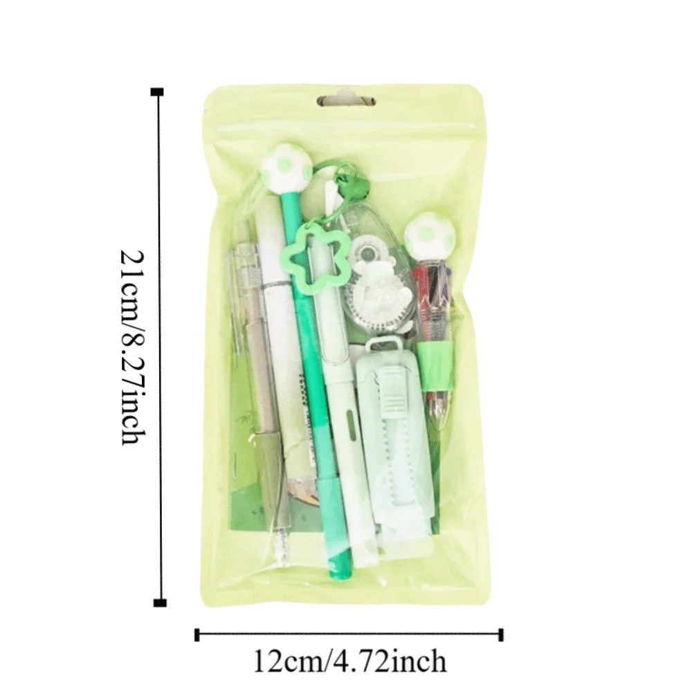 Cartoon School Stationery Set 6 Color Pens Stick Note Student Tools Gift Kit Eraser Large Capacity Learning Gift Box