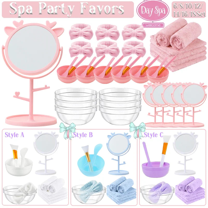 6/8/10/12/14/16Sets Spa Party Supplies for Girls Birthday Party DIY Kids Birthday Party Supplies Favors
