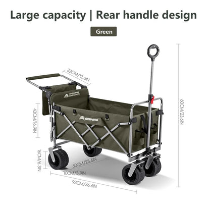 BISINNA Camping Wagon Cart Folding Utility Heavy Duty Large Capacity Trolley Outdoor Shopping Picnic Collapsible Hand Truck