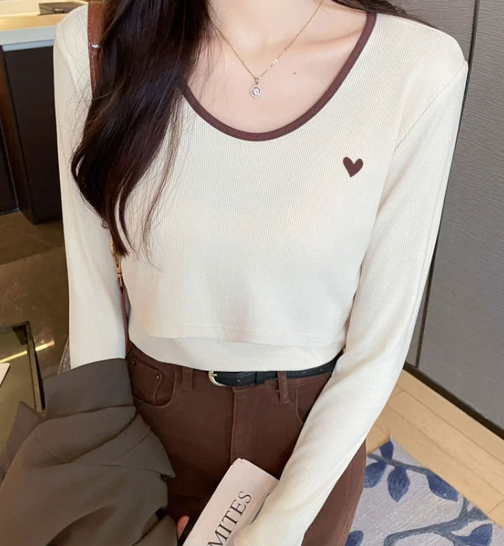 Autumn Postpartum Woman Breastfeeding Cotton T-shirt Lace Two-piece Nursing Tees Maternity